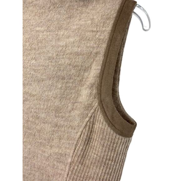 TRIBAL Sweater Vest Womens Medium Beige Wool Knit Removable Faux Fur Collar - Picture 5 of 10